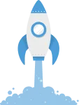 Rocket illustration representing digital growth